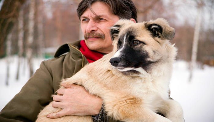 perro en brazos