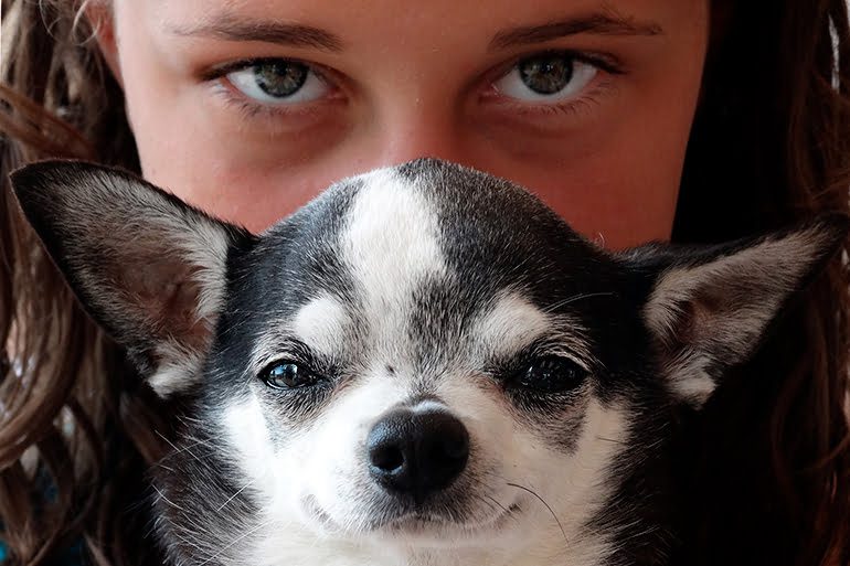 mujer con perro